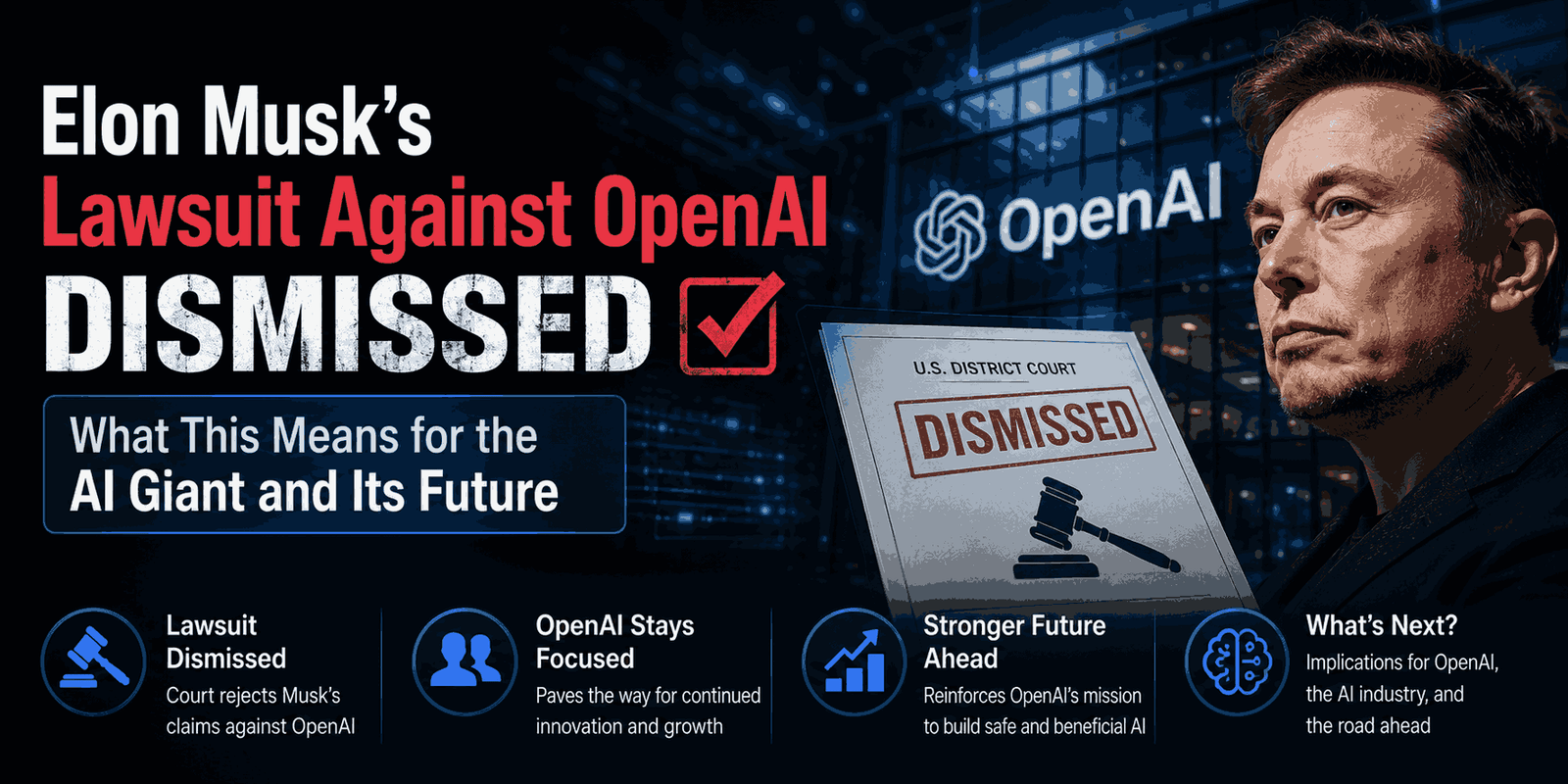 Elon Musk’s Lawsuit Against OpenAI Dismissed What This Means for the AI Giant and Its Future